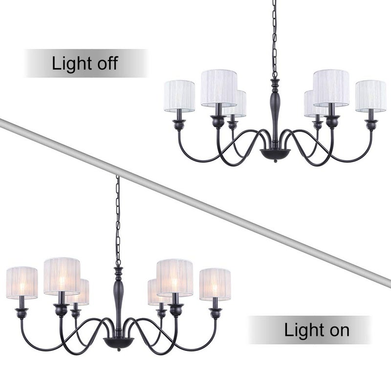 Wellmet Small Chandelier Lamp Shades,ONLY FOR CANDLE BULBS,Clip-on Fitter White Lamp Shades,Set of 6, 5.5"x5.5"x 5", Gauze White - Image 4